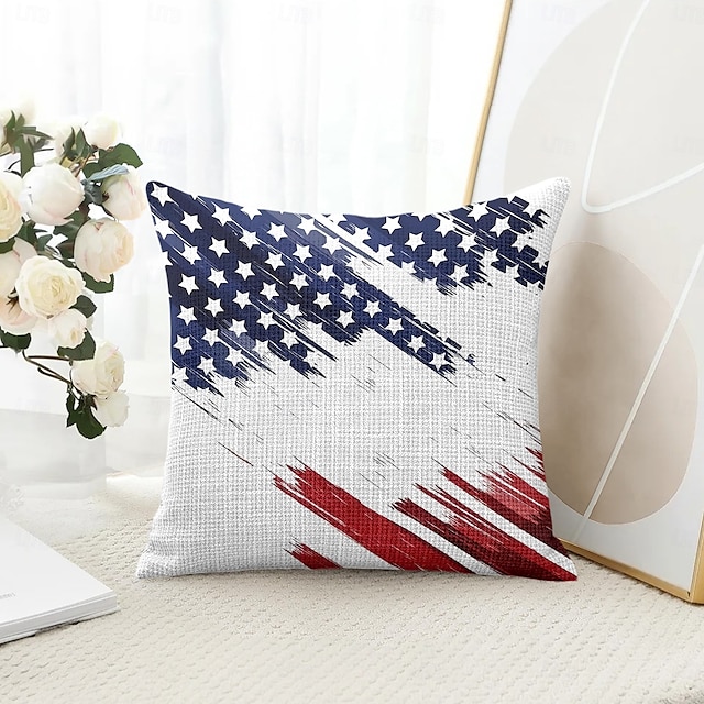  American Flag Vintage Decorative Toss Pillows Cover 1PC Soft Square Couch Cushion Case Pillowcase for Bedroom Livingroom Sofa Chair 4th of July Independence Day
