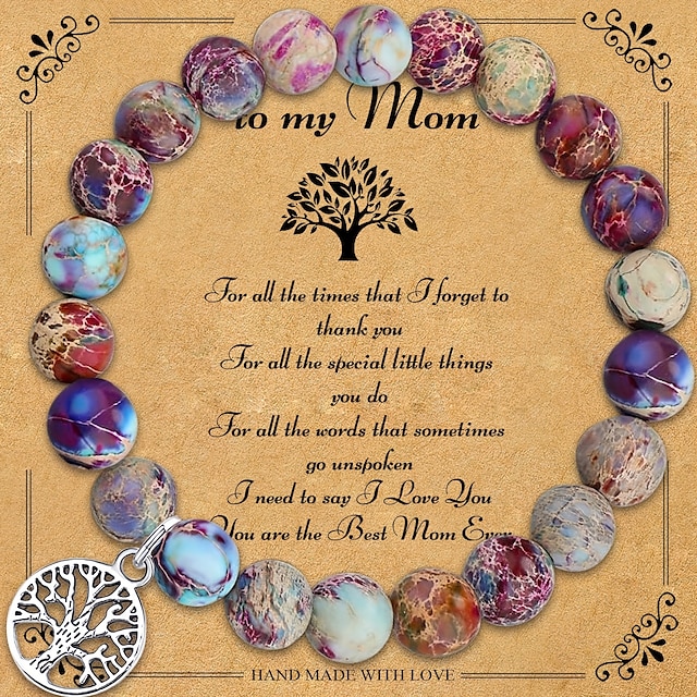  livets træ armbånd, der kan justeres til min mor pink kvarts lilla imperial stone pink zebra tree of life armbånd