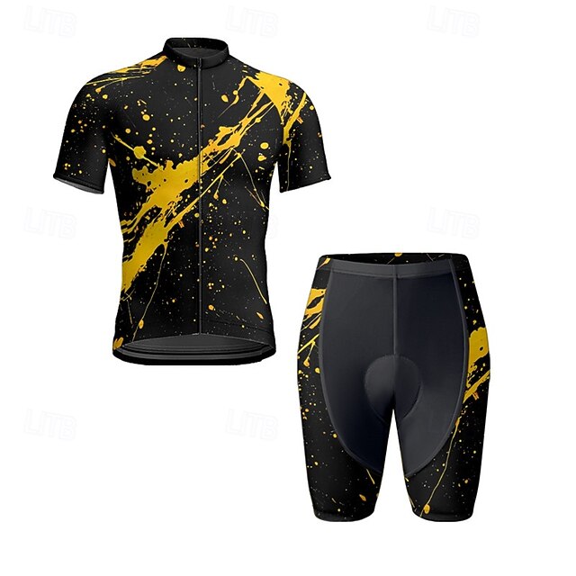  Herr Cykeltröja med shorts Graffiti Kortärmad Cykel Träningsdräkter med 3 bakfickor Bergscykling Vägcykling Dragkedja fram Svettavvisande Bekväm Andningsfunktion sporter Svart Vit Orange Kläder
