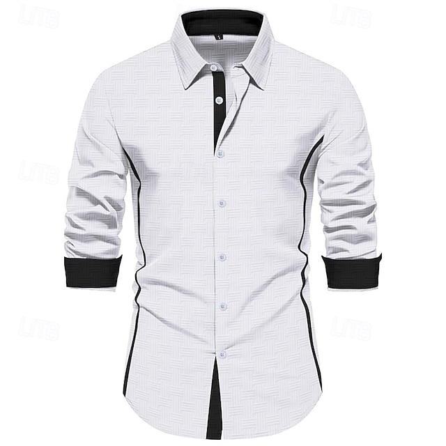  Per uomo Camicia Camicia estiva Maglietta informale Camicia da spiaggia Camicia con bottoni Nero Bianco Rosa Azzurro cielo Beige Manica lunga Color Block Bavero Da mare Hawaiano Jacquard Abbigliamento