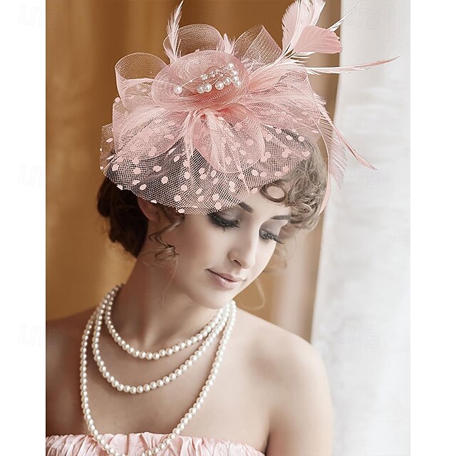 Fascinators Hat for Women Tea Party Feather Headband Mardi  display picture 1