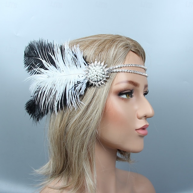  Retro Antiguo 1920s Tocados Baile de Máscaras Diadema de estilo flapper El gran Gatsby charlestón Pluma Mujer Víspera de Todos los Santos Carnaval Mascarada Fiesta de Cóctel Fiesta de baile Fiesta de