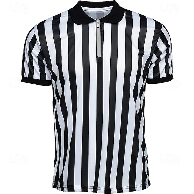 Men's Referee Shirt Collared | Official Mens Ref Shirt Jersey Short Sleeve - Football Halloween Costume 9