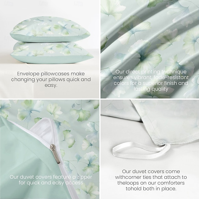  Copertura per piumone floreale Dimensione matrimoniale Set di biancheria da letto Set di coperte Copertura morbida e leggera con 2 federe per estate primavera