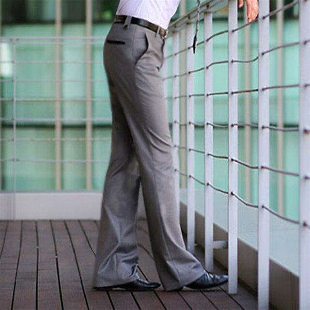  Homens Social Calças chinês Botões Bolsos Tecido Conforto Formal Festa Trabalho Moda Estilo Clássico Preto Azul Marinha Micro-Elástica