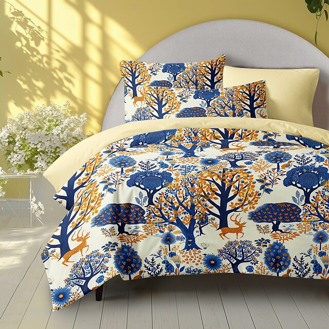 100% Cotton Duvet Cover Set Tree Pattern Set Soft 3-Piece Luxury Bedding Set Home Decor Gift King Queen Duvet Cover 20
