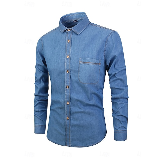  Herren Sommerhemd Freizeithemd Knopfhemd Grau Blau Schwarz Dunkelblau Leicht Blau Langarm Einfach Revers Urlaub Ferien Button-Down Bekleidung 100% Baumwolle Mode Lässig Bequem