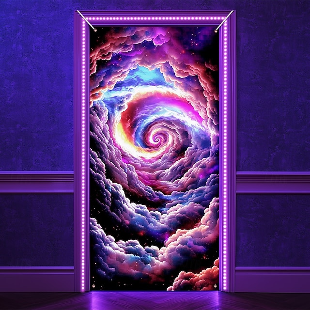  Svartlys Dørdekorasjoner Dørdeksler Glowe i mørket Univers Galakse Dør Tapestry Dør Gardin Dekorasjon Bakgrunn Innendørs/Utendørs Dørbanner Frontdør Gårdsbruk
