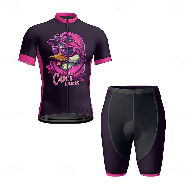  Herre Sykkeljersey med shorts Kortermet Fjellsykling Veisykling Rød Fuksia Tegneserie Sykkel Spandex sport Tegneserie Klær
