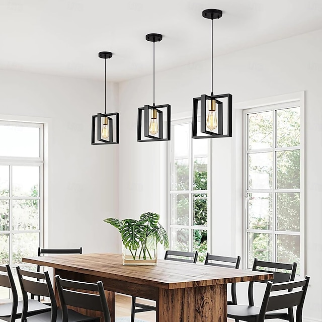  lampada a sospensione piccola da fattoria 1 testa apparecchio a 4 teste lampada a sospensione per isola cucina con cavo finitura nera struttura in legno lampadario per corridoio ingresso armadio