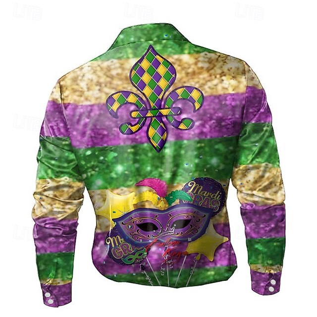 mardi gras collared shirt