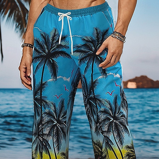 Island Palm Tree Hawaiian Print Men's Leggings