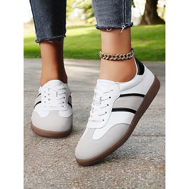 adidasi cu siret cu accente de piele intoarsa artificiala, stil casual pentru femei, ideali pentru purtarea de zi cu zi si stiluri de viata active