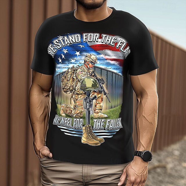 Patriotic T Shirts For Men Veterans T Shirt Short Sleeve T shirt 3D Print Crew Neck Shirt Fashion Daily Street Daily Black Blue Green Summer Spring Clothing Apparel S M L XL XXL XXXL4