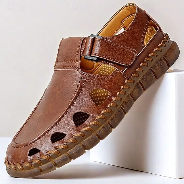  fiskarsandaler i svart konstläder med kardborrband och design som andas, snygga och bekväma för utomhusaktiviteter, vardagliga och sommaraktiviteter