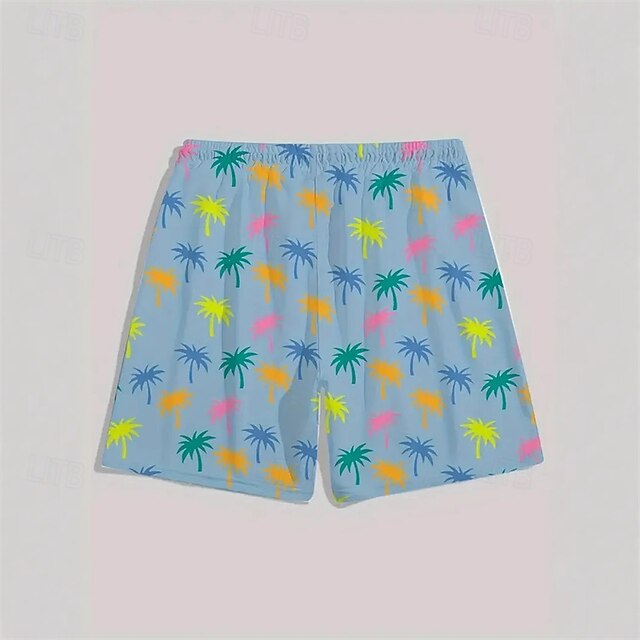  Men's Swim Trunks Swim Shorts 4-Way Stretch Fabric Board Shorts Bottoms Drawstring with Pockets Swimming Surfing Beach Water Sports Tropical Printed Summer Spring