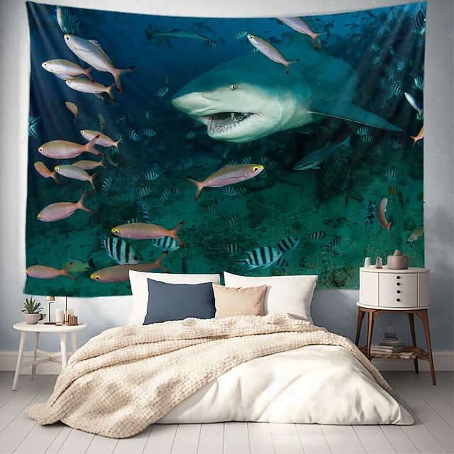  Tapiz Colgante de Peces de Océano Paisaje Arte de Pared Tapiz Grande Decoración Mural Fotografía Fondo Manta Cortina Decoración para Hogar Dormitorio Sala de Estar