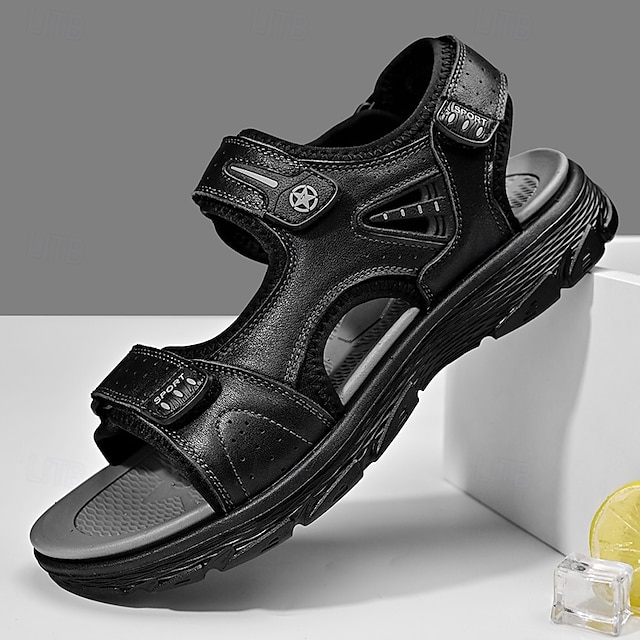  brune sportssandaler til mænd med justerbare velcrostropper, åndbart design og slidstærk sål til udendørs, vandreture og afslappet sommertøj