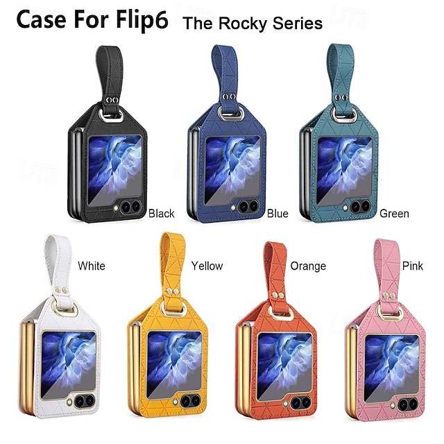  Etui na telefon do Samsung Galaxy Z Flip 6 Z Flip 5 Z Flip 4 Tylny pokrowiec Odporny na wstrząsy Retro PU skóra