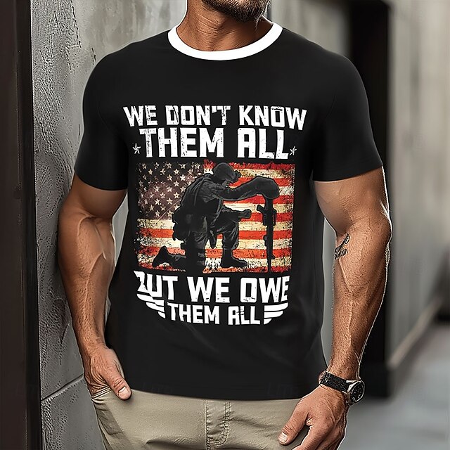 Patriotic T Shirts For Men Flag Letter American US Flag T Shirt Tee Top 100% Cotton Short Sleeve Graphic Shirt Black Comfortable Tee Street Sports Outdoor Fashion Designer Clothing4