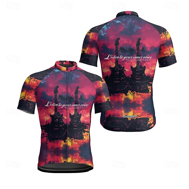  Herr Cykeltröja Kortärmad Cykel T-shirt Tröja med 3 bakfickor Bergscykling Andningsfunktion Snabb tork Anatomisk design Uppsugande Gul Blå Fuchsia Lutning sporter Kläder