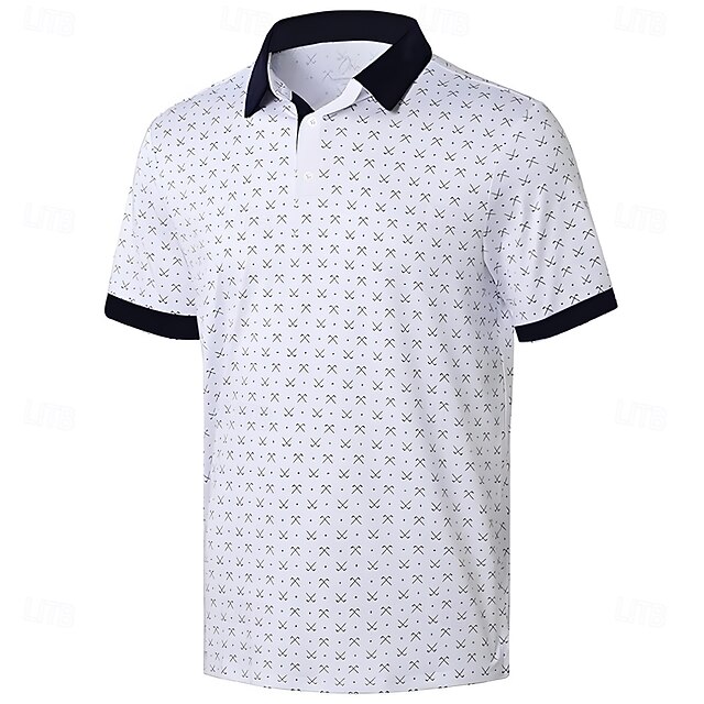 Kentucky Derby Men's Printed Polo Short Sleeve Polo Shirts Collared Shirts Business Casual Outdoor Daily Wear Festival Outfit Buttons 3D Print Summer Spring Fall White4
