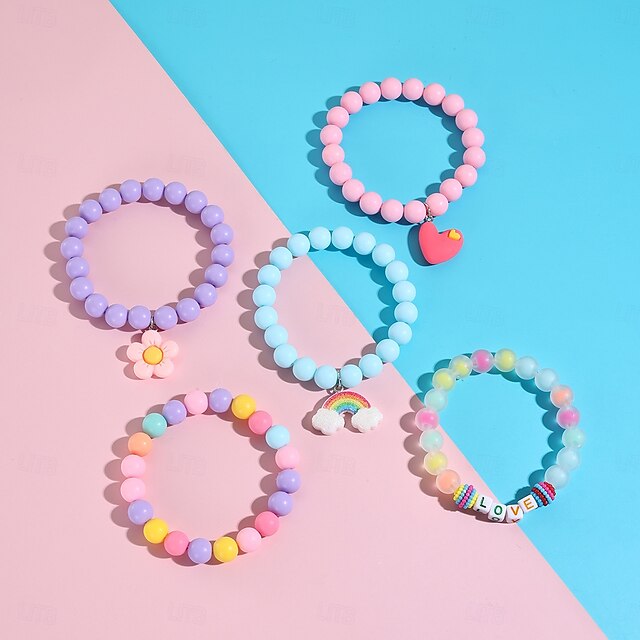  5 stuks schattige zonnebloem, regenboog bedel kralen eenhoorn zonnebloem regenboog armbanden set