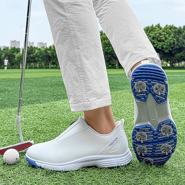  weiße Golfschuhe für Herren mit Reißverschluss, atmungsaktivem Obermaterial und gepolsterter Sohle für Komfort und Leistung auf dem Platz