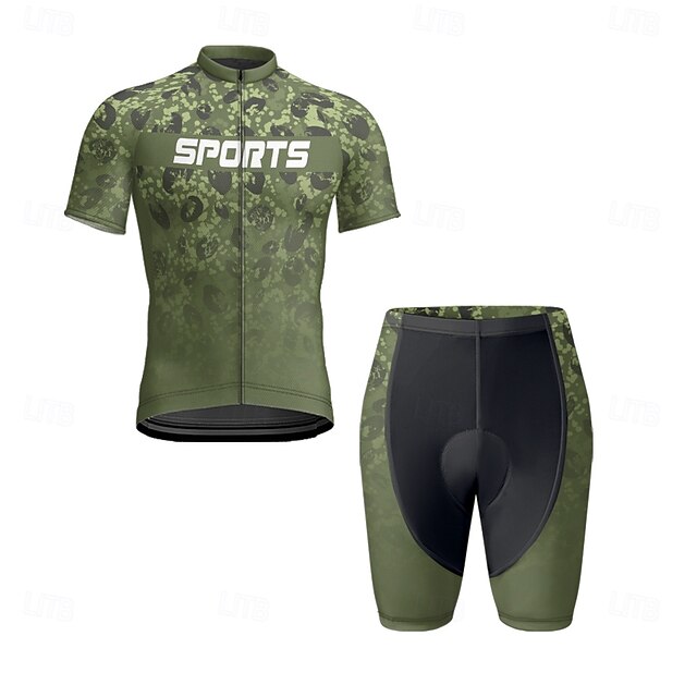  Miesten Pyöräily jersey ja shortsit Lyhythihainen Maastopyöräily Maantiepyöräily Rubiini Apila Pyörä Spandex Urheilu Kirjain ja numero Vaatetus