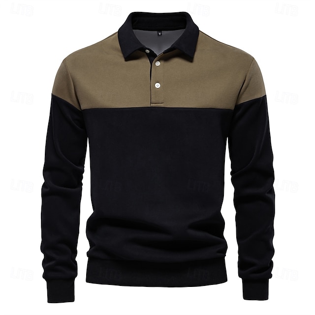  Per uomo Felpa Polo Giallo Verde militare Rosso Blu Verde Bavero Blocco di colori Casuale Quotidiano Sportivo Casual Primavera & Autunno Abbigliamento Felpe con cappuccio Felpe Manica Lunga