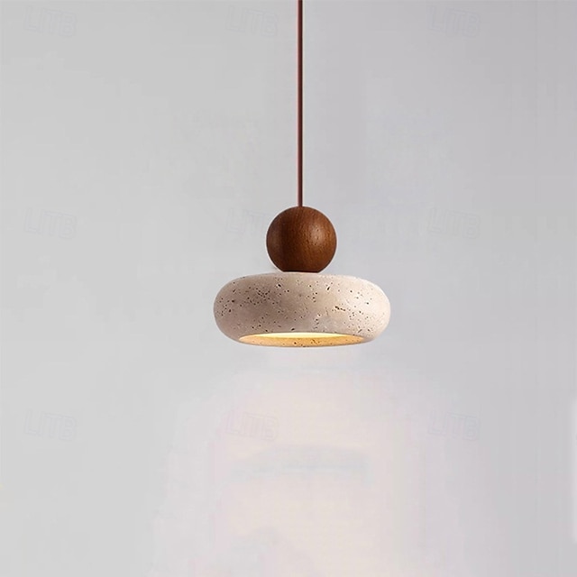  Wabi-sabi stil hengende belysning lysekrone armatur gul travertin liten pendellampe 85-265v