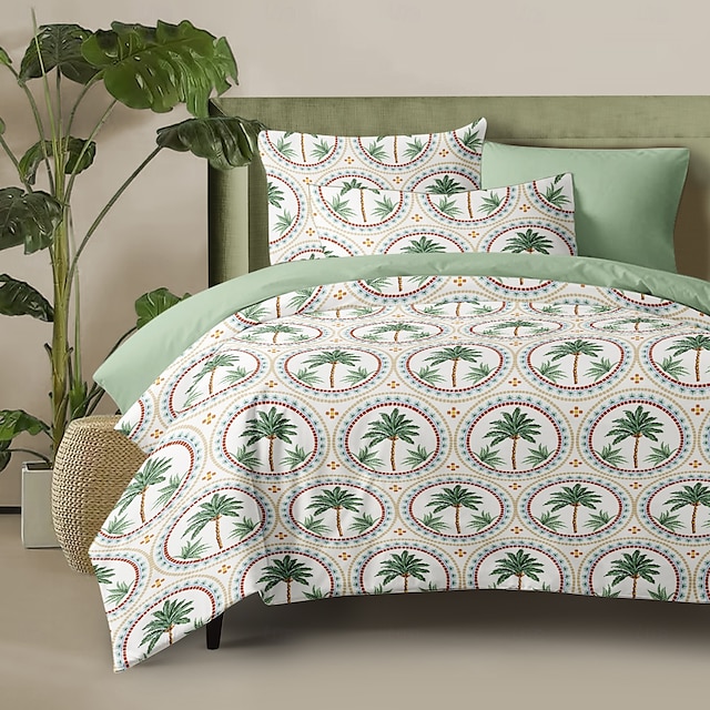  Palm Tree Duvet Cover Full Size Bedding Set Bed Sets Quilt Cover Soft Lightweight Comforter Cover with 2 Pillowcases for Summer Spring