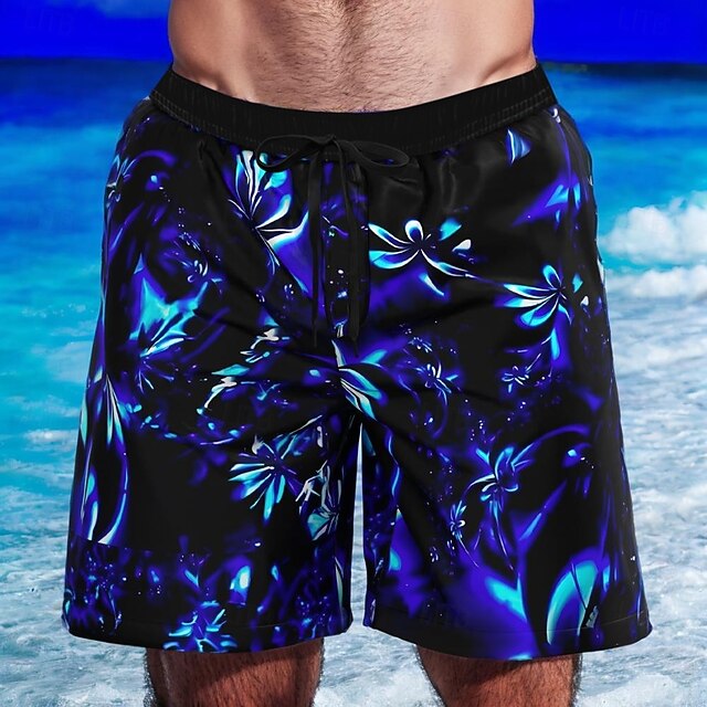 Men's Floral Tropical Flowers Swim Trunks Swim Shorts Board Shorts Mid Waist Hawaiian Casual Vacation Holiday Beach Wear Side Pockets Mesh Lining Elastic Drawstring Waist Designer Clothing Apparel4