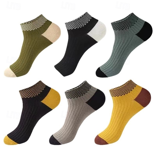  Men's 5 Pairs Multi Packs Socks Running Socks Casual Socks Rainbow Color Color Block Vacation Sports & Outdoor Daily Basic Medium Spring Fall Fashion Casual