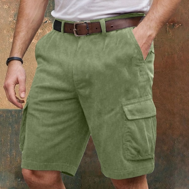  Homens Bermuda Cargo Calção Shorts de Trilha Cintura elástica Bolso multi Bloco de cor Tecido Respirável Vestível Comprimento do joelho Ao ar livre Casual Diário Moda Roupa de rua Preto Verde