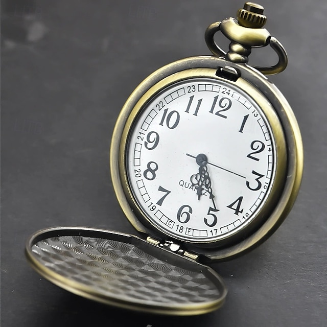  Pronssi Vintage Kaulaketju Taskukello Roomalainen Muistokello Suuri Avoin Chatelaine Kvarttikellotaulu Ylhäällä Riippuva Kello