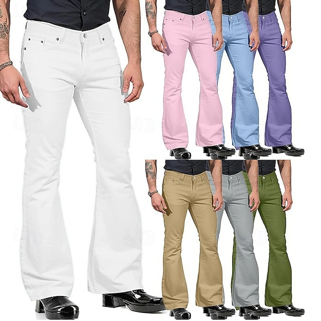  Retrò Vintage Anni '70 Pantaloni Pantaloni a zampa d'elefante Hippie Disco Tinta unica Per uomo Halloween Carnevale Feste Abbigliamento Quotidiano Parata dell'Orgoglio Adulti Tutte le stagioni