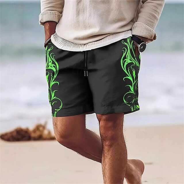  Per uomo Boxer da mare Pantaloncini da mare Tessuto elasticizzato a 4 vie Boxer da surf Pantaloni A cordoncino Con tasche Nuoto Surf Spiaggia Sport acquatici Tropicale Con stampe Estate Primavera
