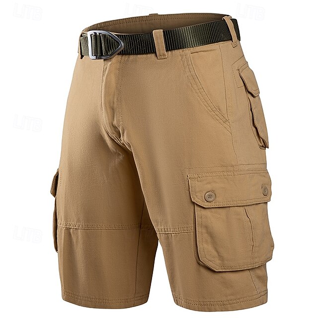  Herren Cargo Shorts Kurze Hosen Shorts Kurze Hosen Sommer-Shorts Knopf Multi Pocket Glatt Komfort tragbar Knielänge Outdoor Sport Täglich Modisch Brautkleider schlicht Schwarz Khaki