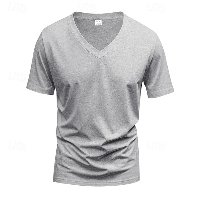 Herren T Shirt T-Shirt V-Ausschnitt T-Shirt Kurzarm V Ausschnitt Ganzjahres Einfach Mode Designer Basic Urlaub Straße Ausgehen Wein Schwarz Weiß Top T-Shirt für Herren