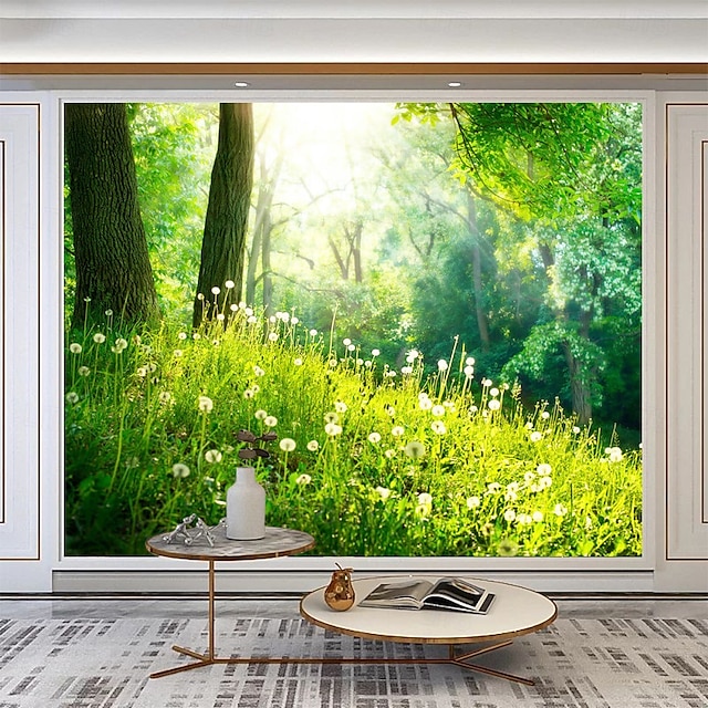  Papier Peint Paysage Nature 3D Décoration Maison Murale Rouleau Autocollant Retirable en PVC/Vinyle Matériel Autoadhésif/Nécessitant de la Colle Décor Murale pour Salon