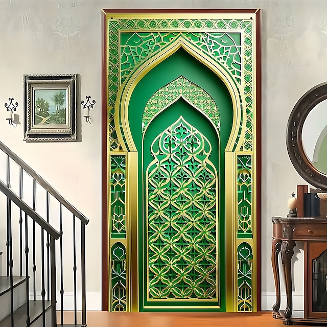  Ramadan Mubarak Dørdekorasjoner Dørdeksler Dør Teppe Dørgardin Dekorasjon Bakgrunn Innendørs/Utendørs Dørbanner Frontdør Gårdsbruk