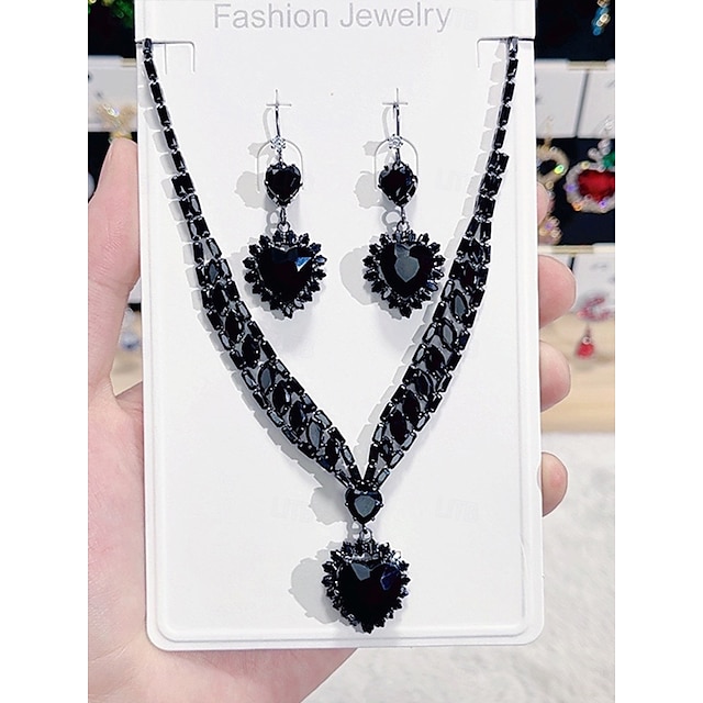  Set di gioielli 2 pezzi zirconia cubica verde imitazione diamante 1 collana orecchini eleganti da donna moda vintage stile vintage set di gioielli classico per festa di matrimonio