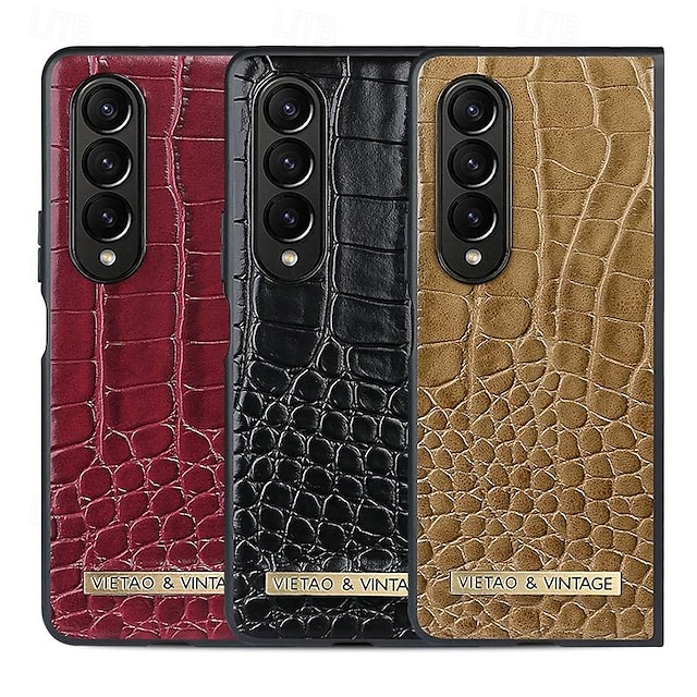  τηλέφωνο tok Για Samsung Galaxy Z Fold 5 Z Fold 4 Z Fold 3 Πίσω Κάλυμμα Ανθεκτική σε πτώσεις Ρετρό PU δέρμα