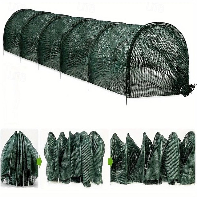  2 in 1 Portable Greenhouse Protection from Sun Heat,Garden Tunnel Shade Net Cover with Quick-Release Technology,Row Covers for Vegetables Plant Cover from Sun