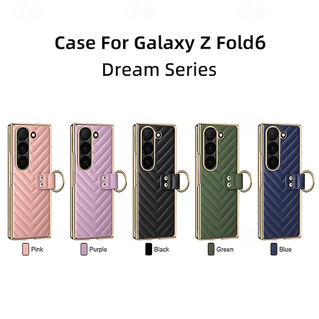  Phone Case For Samsung Galaxy Z Fold 6 Z Fold 5 Z Fold 4 Z Fold 3 Back Cover Magnetic Support Wireless Charging Ring Buckle Retro PU Leather