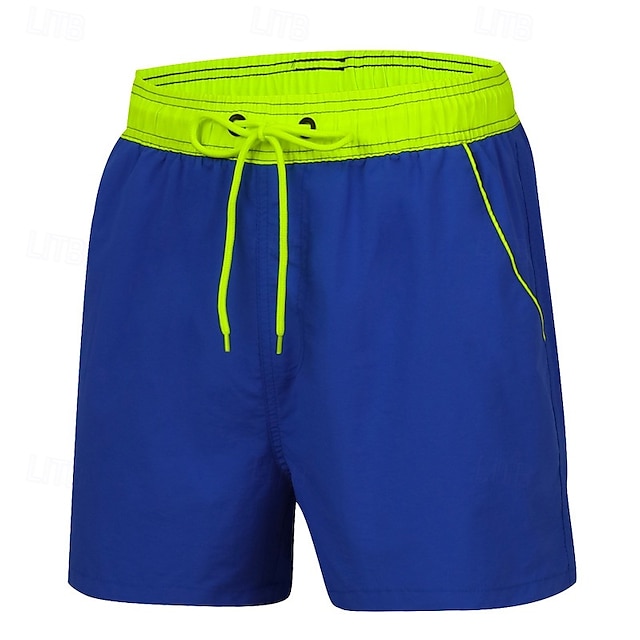  Homens Calção Justo de Natação Shorts de Natação Bermuda de Surf Calças Com Cordão Com bolsos Natação Surfe Praia Esportes Aquáticos Retalhos Cor Sólida Verão Primavera