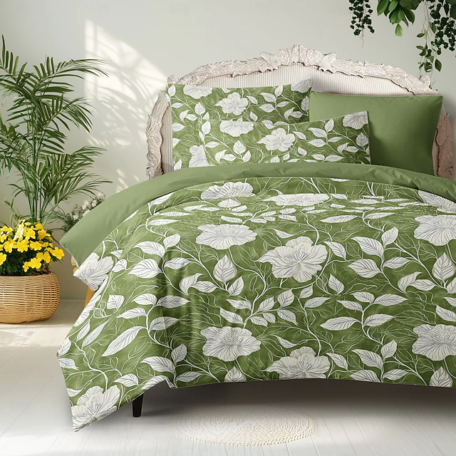 Floral Pattern Duvet Cover Set Comforter Set Soft 3-Piece Luxury Cotton Bedding Set Home Decor Gift King Queen Full Sizehree Piece Set 11