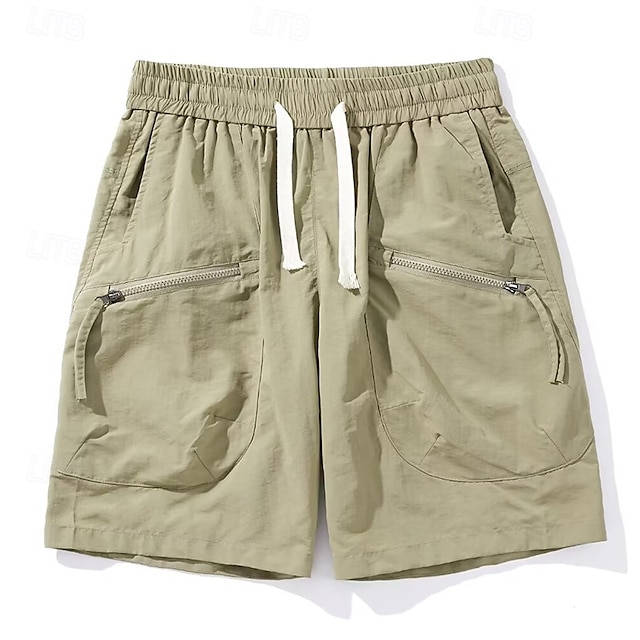  Bărbați Pantaloni Scurți Cargo Pantaloni Scurți Bermude Pantaloni scurți casual Talie elastică Buzunar cu Fermoar Picior drept Simplu Respirabil Confortabil la umezeală Lungimea genunchiului În aer