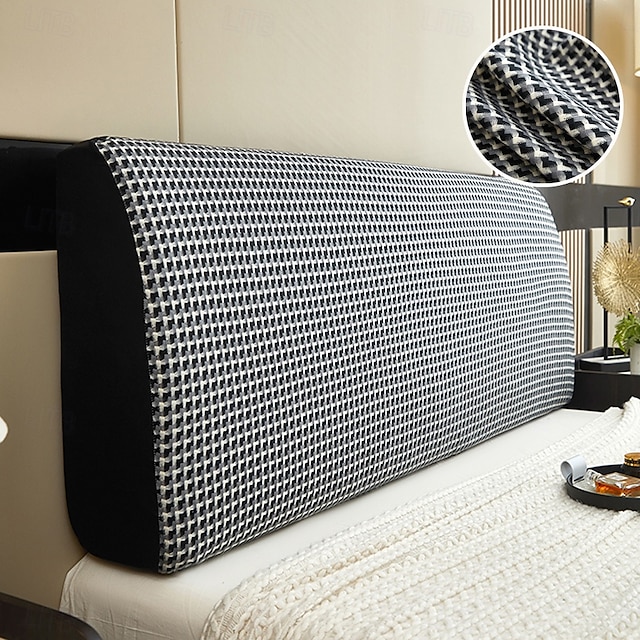  Cabecero de cama, funda antipolvo, estampada, duradera, con protección para la espalda, elástica, todo incluido, suave y acogedora, funda para cabecero de cama, sencilla, de lino y algodón